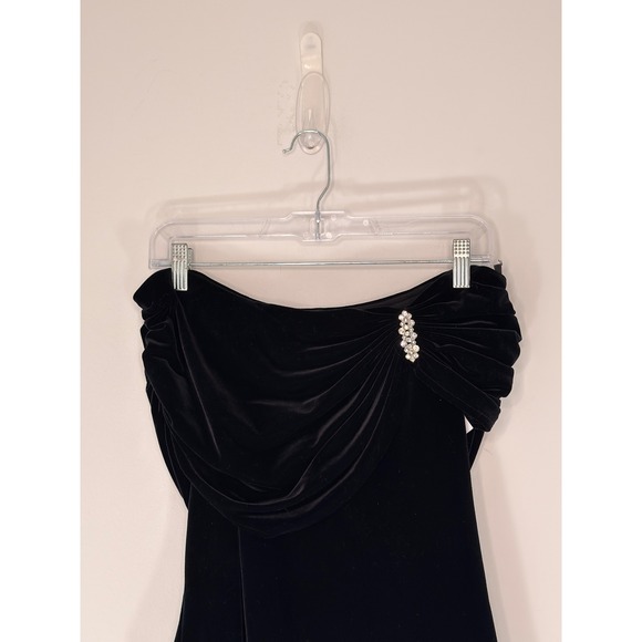 XScape Blouse Black Velvet Off the Shoulder Black Tie Romantic Evening Small - Picture 3 of 9